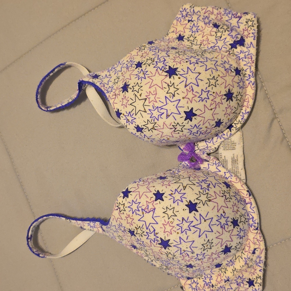 Victoria's Secret Cream and Purple Bra